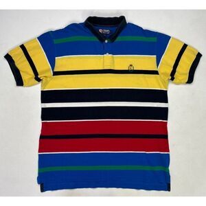 VINTAGE Chaps Ralph Lauren Polo Shirt Men Large Colorblock Multicolor Crest
